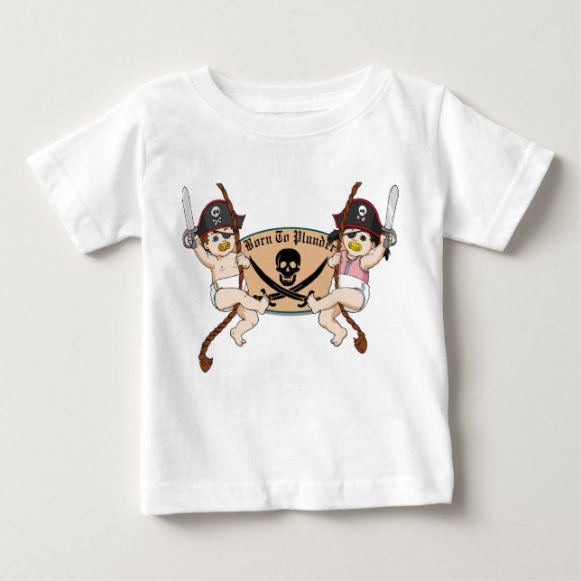 Born To Plunder - Baby Pirates Swinging Baby T-Shirt (Front)