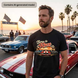 Born to Race Classic Muscle Cars Retro Sunset Tri-Blend Shirt