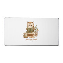 Born to Read Cute Owl Book Lover Desk Mat