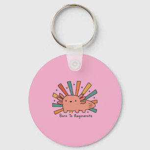 Born To Regenerate Axolotl Retro Sunset Funny Key Ring