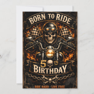 Born to Ride 50th Birthday Biker Skull Card