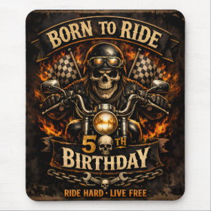 Born to Ride 50th Birthday Biker Skull Card Mouse Pad