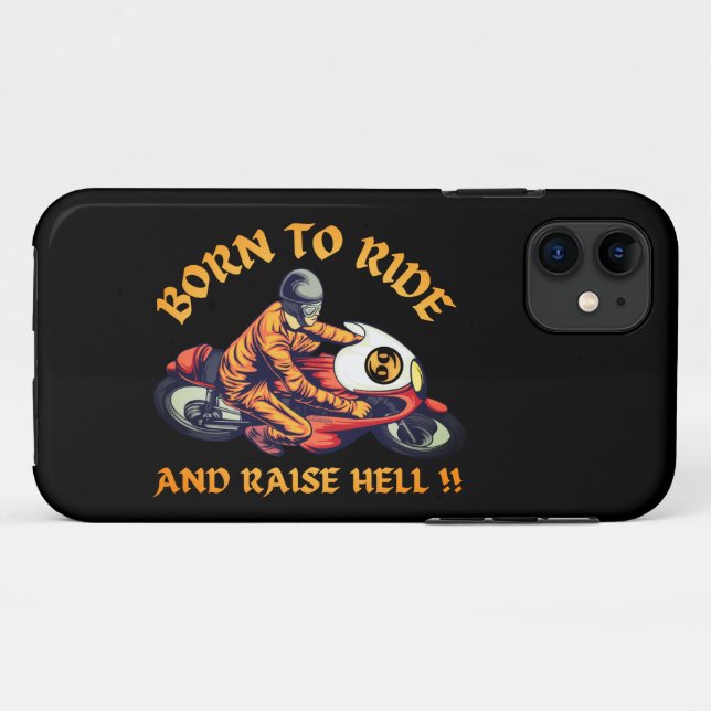 BORN TO RIDE AND RAISE HELL funny biker gift       Case-Mate iPhone Case (Back (Horizontal))