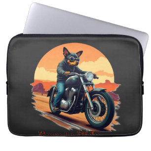 Born to Ride Chihuahua Motorcycle Art Print Laptop Sleeve