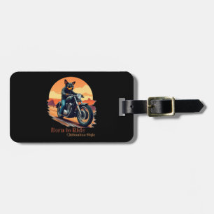 Born to Ride Chihuahua Motorcycle Art Print Luggage Tag