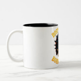 Born to Ride Flaming Skull Helmet Two-Tone Coffee Mug