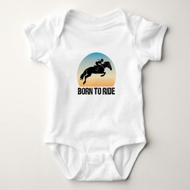 Born to Ride - Horseriding Girl Equestrian Baby Bodysuit (Front)