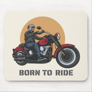 Born to Ride Motorcycle Rider on Bike Mouse Pad