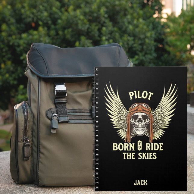 Born to Ride Skies, Cool Fun Aviation Custom  Notebook (Creator Uploaded)