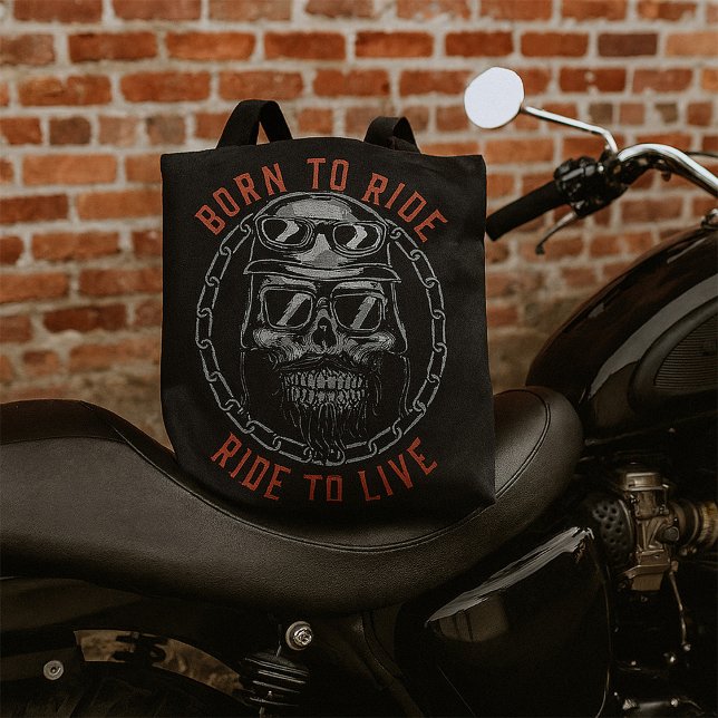 Born to Ride Skull Biker Ride to Live  Tote Bag (Creator Uploaded)