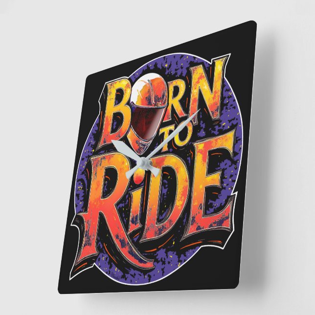 Born to Ride Square Wall Clock (Angle)