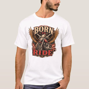 Born to Ride Vintage Eagle Motorcycle American Fla T-Shirt