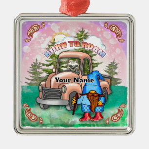 Born to Roam gnome Metal Ornament