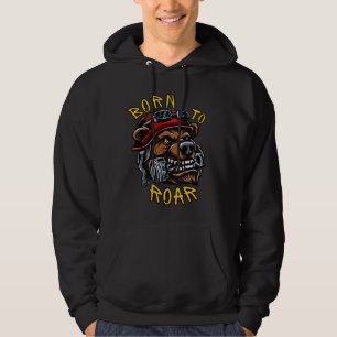 Born To Roar - Biker Bear Engine Piston Hoodie