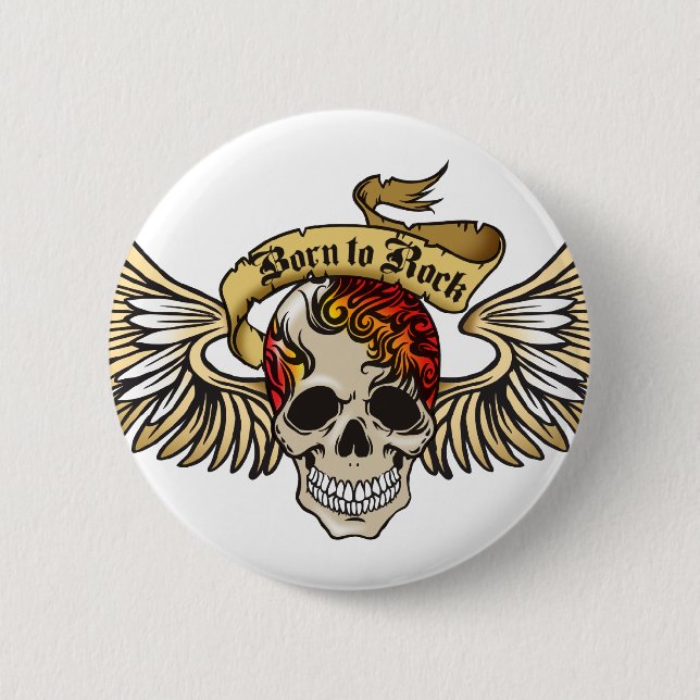 born to rock 6 cm round badge (Front)