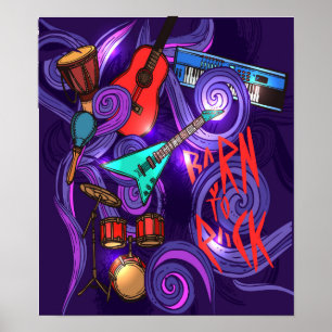 Born to rock abstract music background Poster