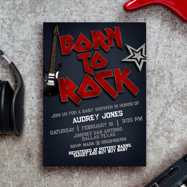 Born to Rock Baby Shower Invitation (Born to Rock Baby Shower Invitation)