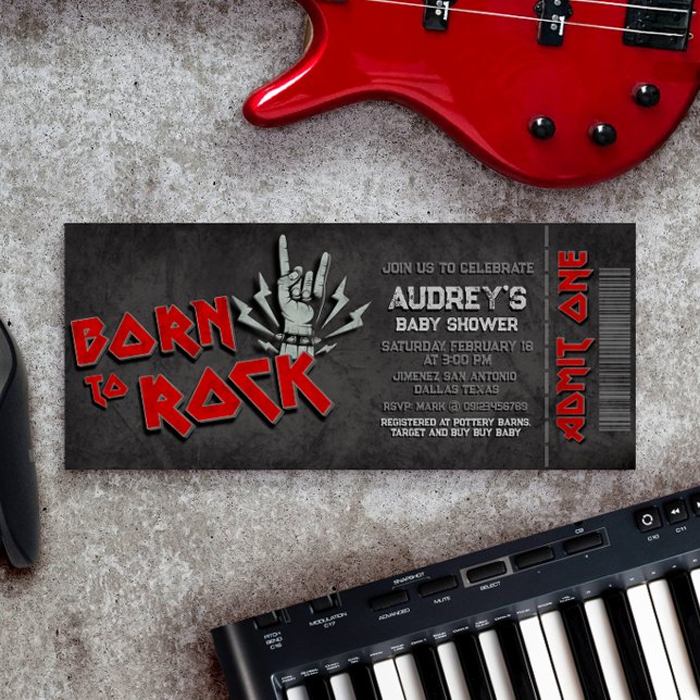 Born to Rock - Boy Baby Shower Ticket Invitation (Born to Rock - Boy Baby Shower Ticket Invitation)