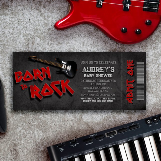 Born to Rock - Boy Baby Shower Ticket Invitation (Creator Uploaded)