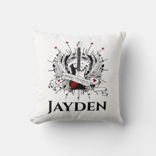 Born to Rock Custom Name Kids Guitar Rocker Throw Cushion