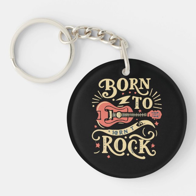 Born to Rock Electric Guitar Key Ring (Front)