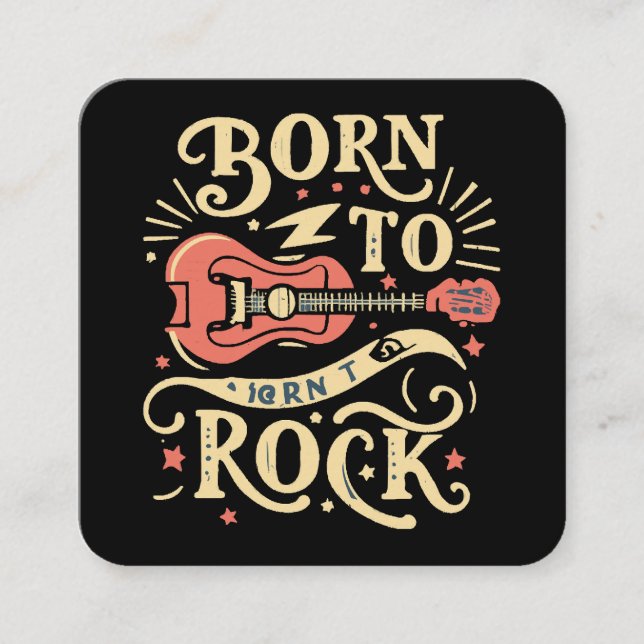 Born to Rock Electric Guitar Square Business Card (Front)