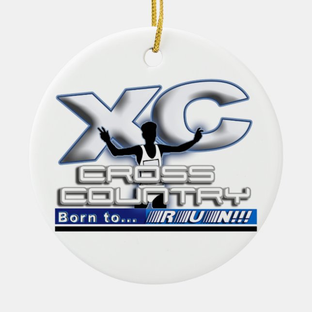 BORN TO RUN CHRISTMAS ORNAMENT CROSS COUNTRY MOTTO (Front)