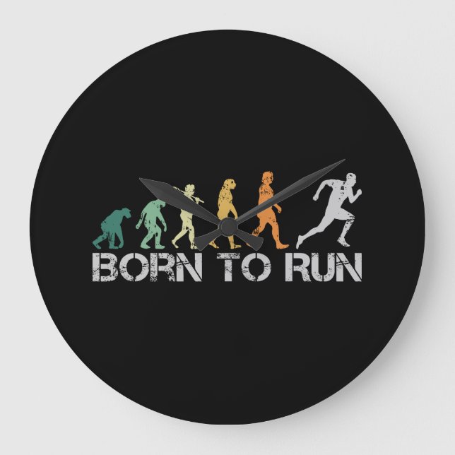 Born to Run Running Runner Evolution Retro Large Clock (Front)
