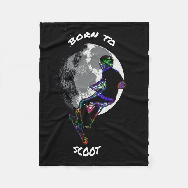 Born to Scoot- Scooter and Moon   Fleece Blanket (Front)