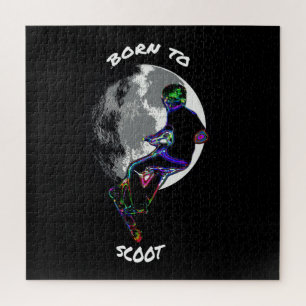 Born to Scoot- Scooter and Moon  Jigsaw Puzzle
