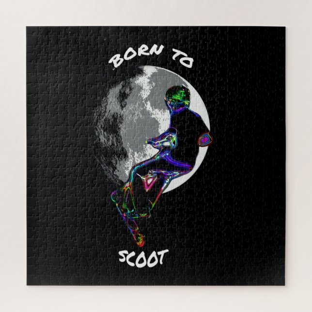 Born to Scoot- Scooter and Moon  Jigsaw Puzzle (Vertical)