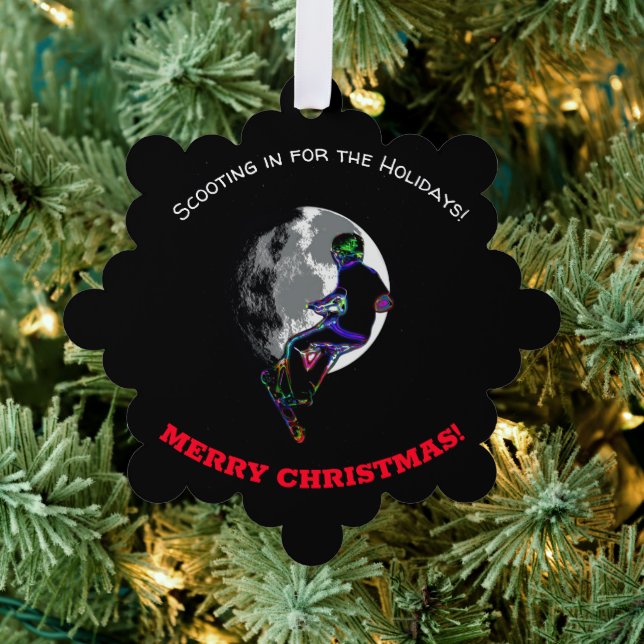 Born to Scoot- Scooter Rider and Moon  Tree Decoration Card (Insitu (Tree))