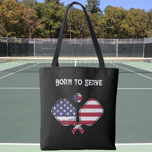 Born to Serve American Flag Pickleball Tote Bag