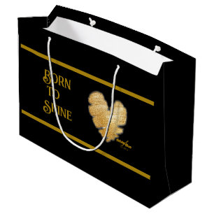 Born to Shine Black and Gold Large Gift Bag