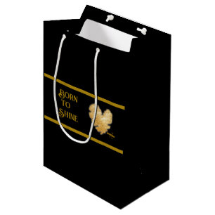 Born to Shine Black and Gold Medium Gift Bag