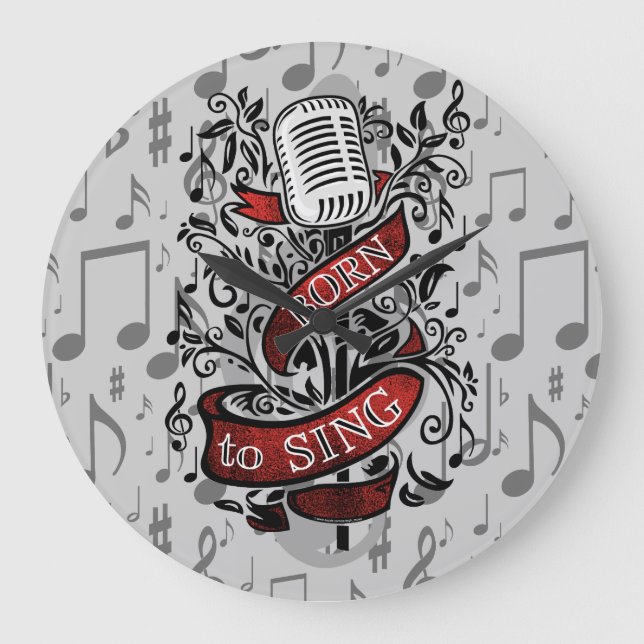 Born To Sing Gifts for the home Large Clock (Front)