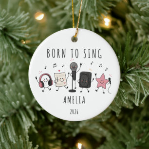 Born to Sing Personalised Kids Singer Ceramic Ornament