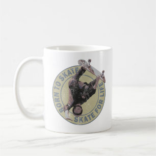 born to skate skate for life vintage skateboarder coffee mug