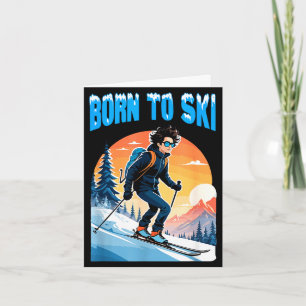 Born to ski funny skiing goggles mountain winter card