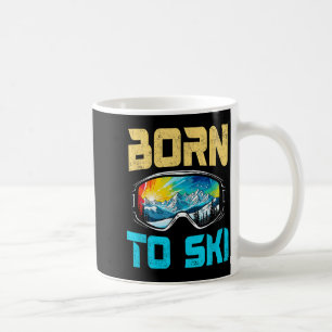 Born to ski funny skiing goggles mountain winter coffee mug