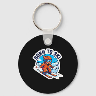 Born to ski kids skiing quote baby skier boys girl key ring