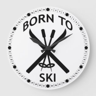 Born to Ski Large Clock