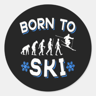 Born To Ski Skiing Classic Round Sticker