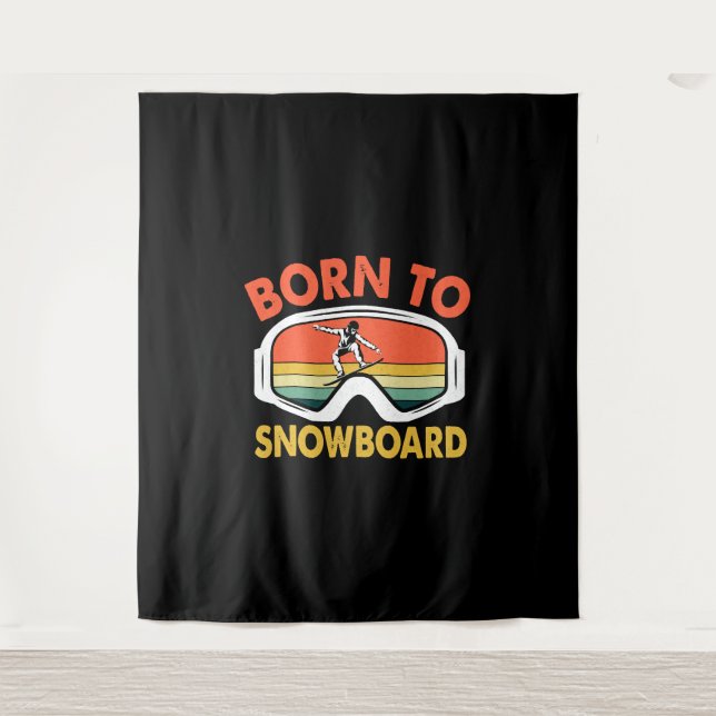 Born To Snowboard Tapestry (Front)