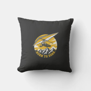 Born To Soar Vintage Hang Glider Mountains Cushion