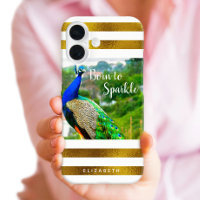 Born to Sparkle Chic Peacock Gold White Stripes