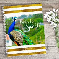 Born to Sparkle Chic Peacock | Gold White Stripes