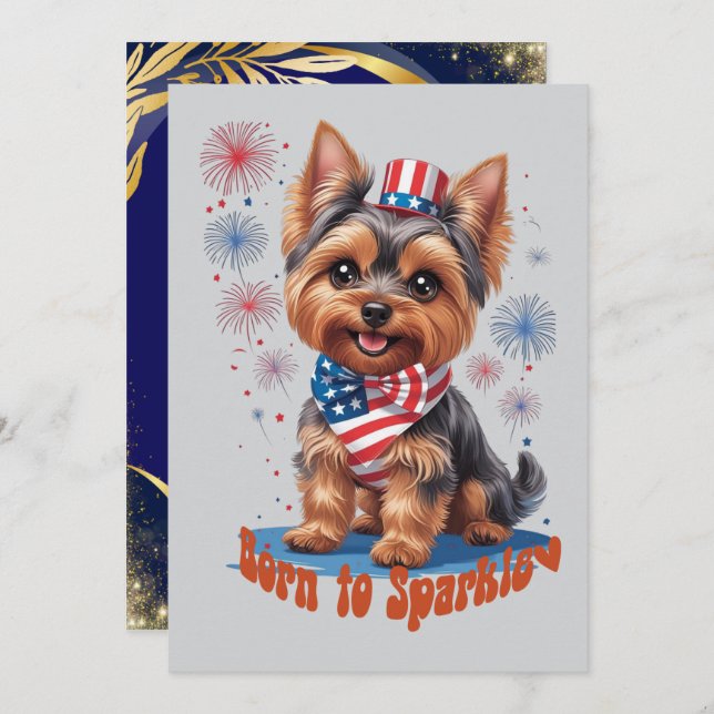 Born to Sparkle – Cute 4th of July Party Invitatio Invitation (Front/Back)