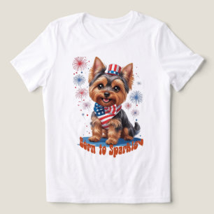 Born to Sparkle – Cute Yorkie 4th of July Patrioti Tri-Blend Shirt