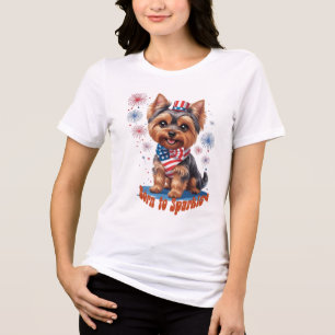 Born to Sparkle – Cute Yorkie 4th of July Patrioti Tri-Blend Shirt
